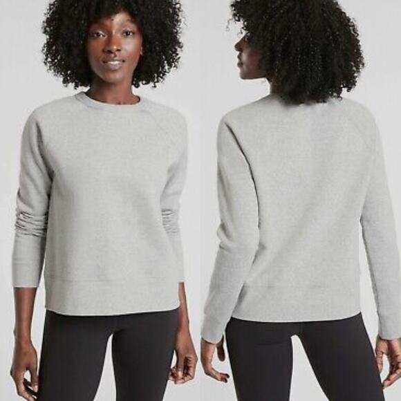 Athleta Sweatshirt Womens Small Heather Gray Poly Crew Long Sleeve Pullover Gym - Picture 1 of 8